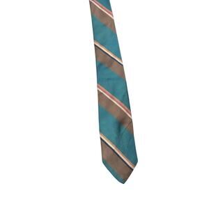 VINTAGE CHRISTIAN DIOR Silk Tie In Blue, Brown, Pink and White Pattern